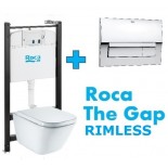 Комплект инсталляция, клавиша и подвесной унитаз Roca Gap Rimless, микролифт, 893104100