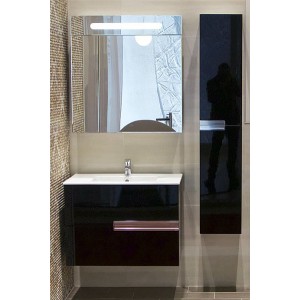 Комплект мебели ROCA VICTORIA NORD BLACK EDITION, черный глянец , 80 см,тумба+раковина+зеркальный шкаф, ZRU9000097+32799C000+ZRU9000100