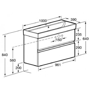 Тумба с раковиной Roca Oleta, A857641515+3274C600Y, 100cм, капучино матовый