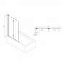 Складная шторка для ванны Roca Capital, 2 секции, прозрачное стекло, 1,15 х 1,4м, M4111512M